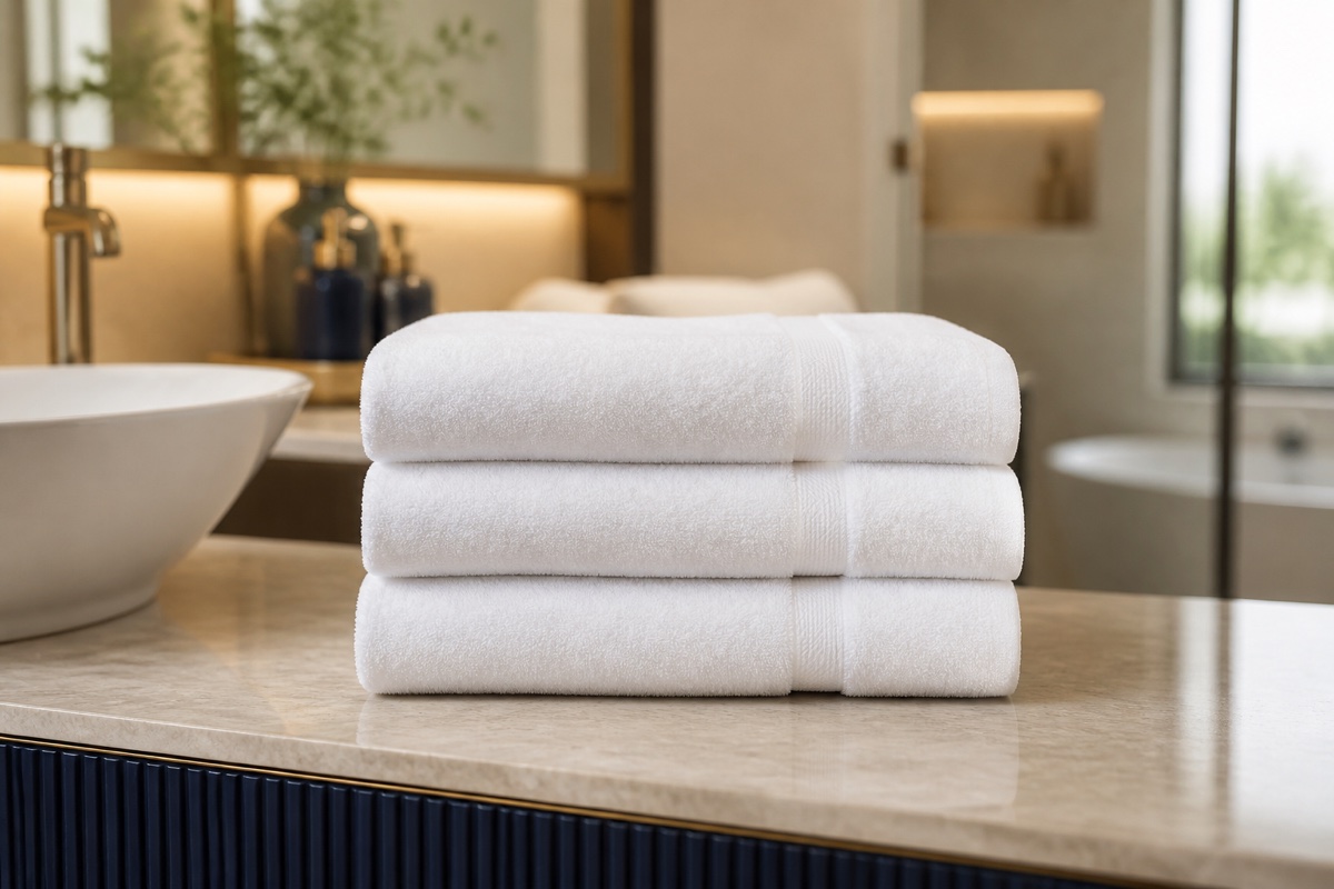 Premium white hotel bath towels